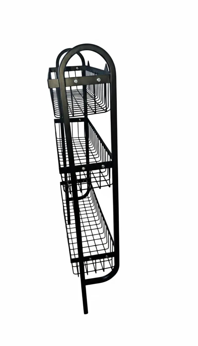 Wall Mounted Spice Rack Black Stainless Steel 3 Tier – DIY Assembly Required (Self Assemble